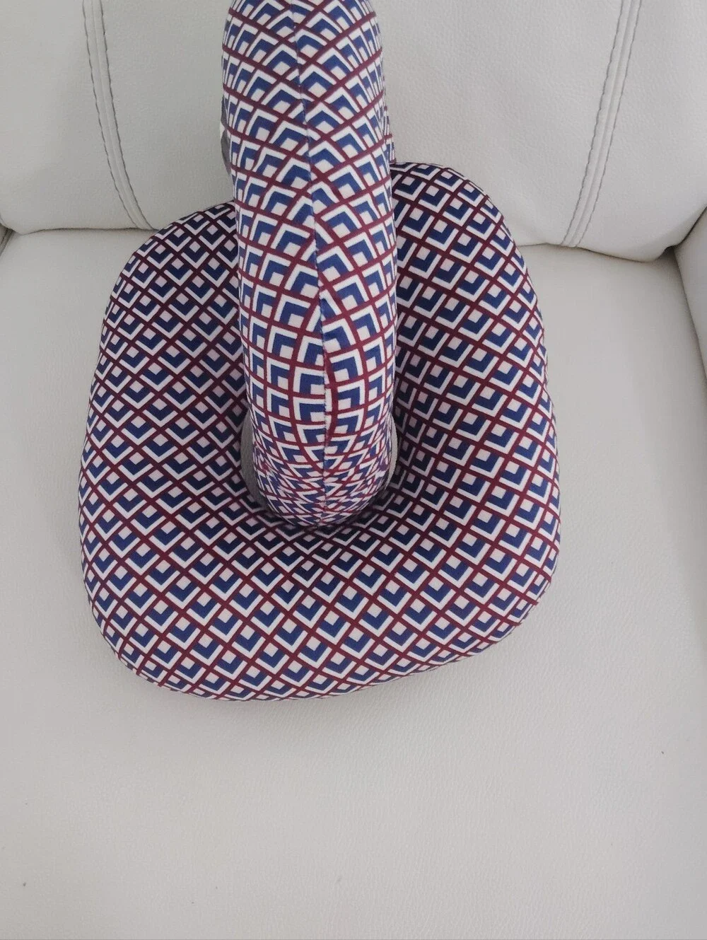Modern Knot Throw Pillow in Navy and Red Geometric Weave